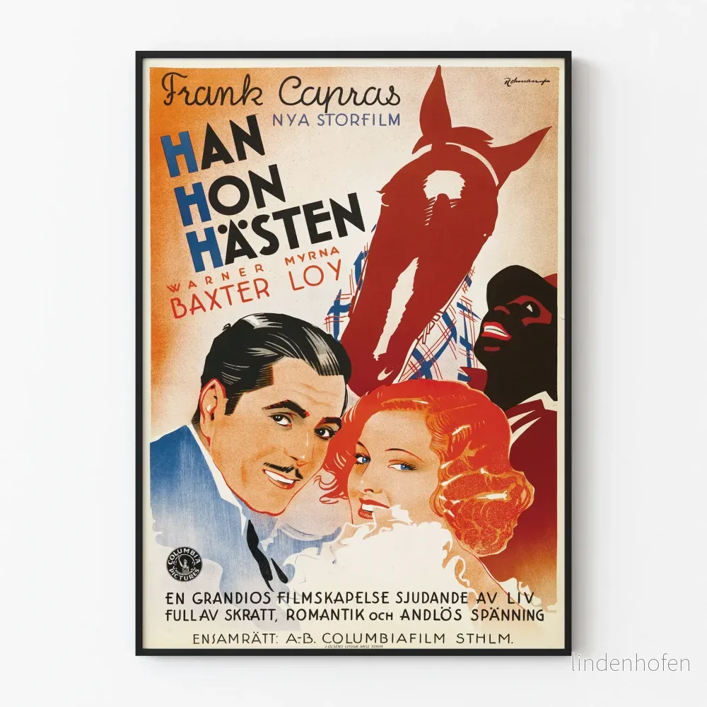 Vintagefilmposter Han Hon Hästen Frank Capra