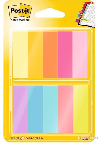 Post it 670 10AB Självhäftande Sidmarkörer av Papper, Flerfärgad, 10 x 50 Ark 51141380469