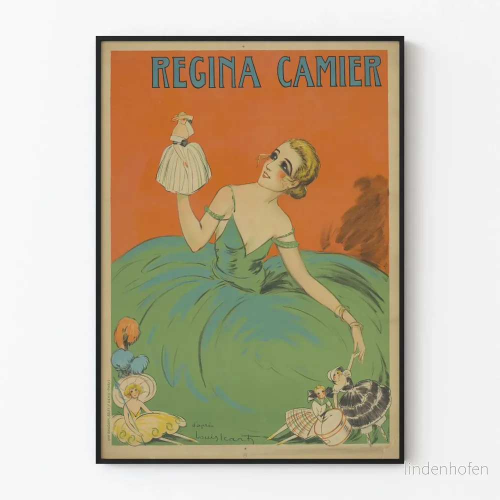 Vintage dekorativ poster av Regina Camier i grön klänning