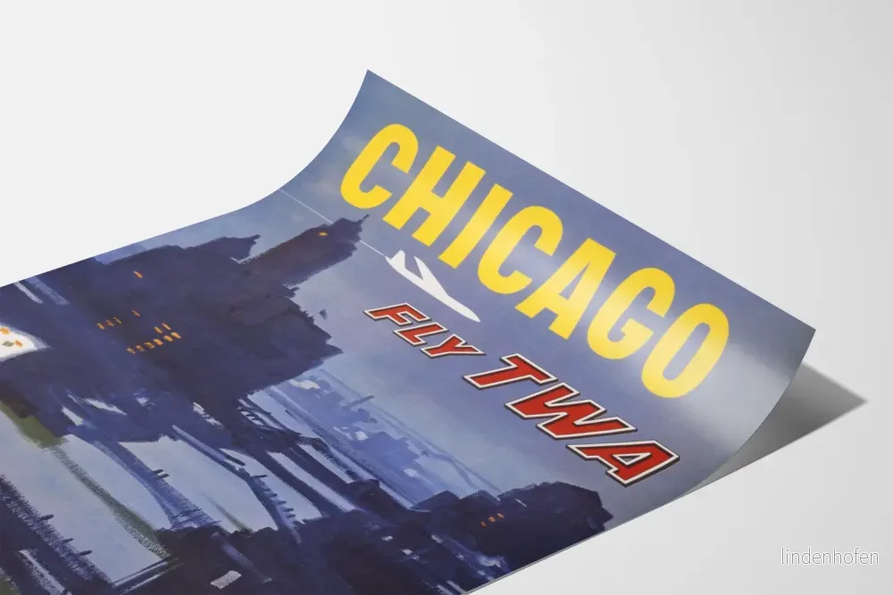 Vintageaffisch Chicago Fly TWA - Poster för väggdekoration och resor - Bild 3
