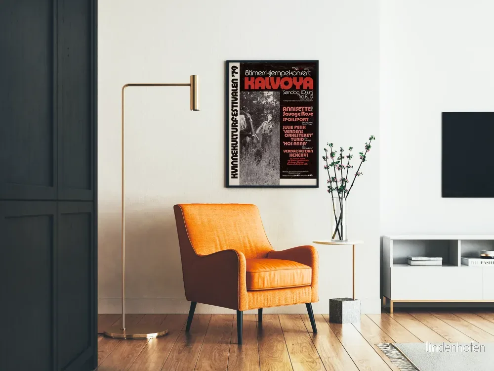 Vintagekonsertposter Kalvøya 1979 - Väggdekoration för kulturfestival med kvinnligt tema - Bild 2