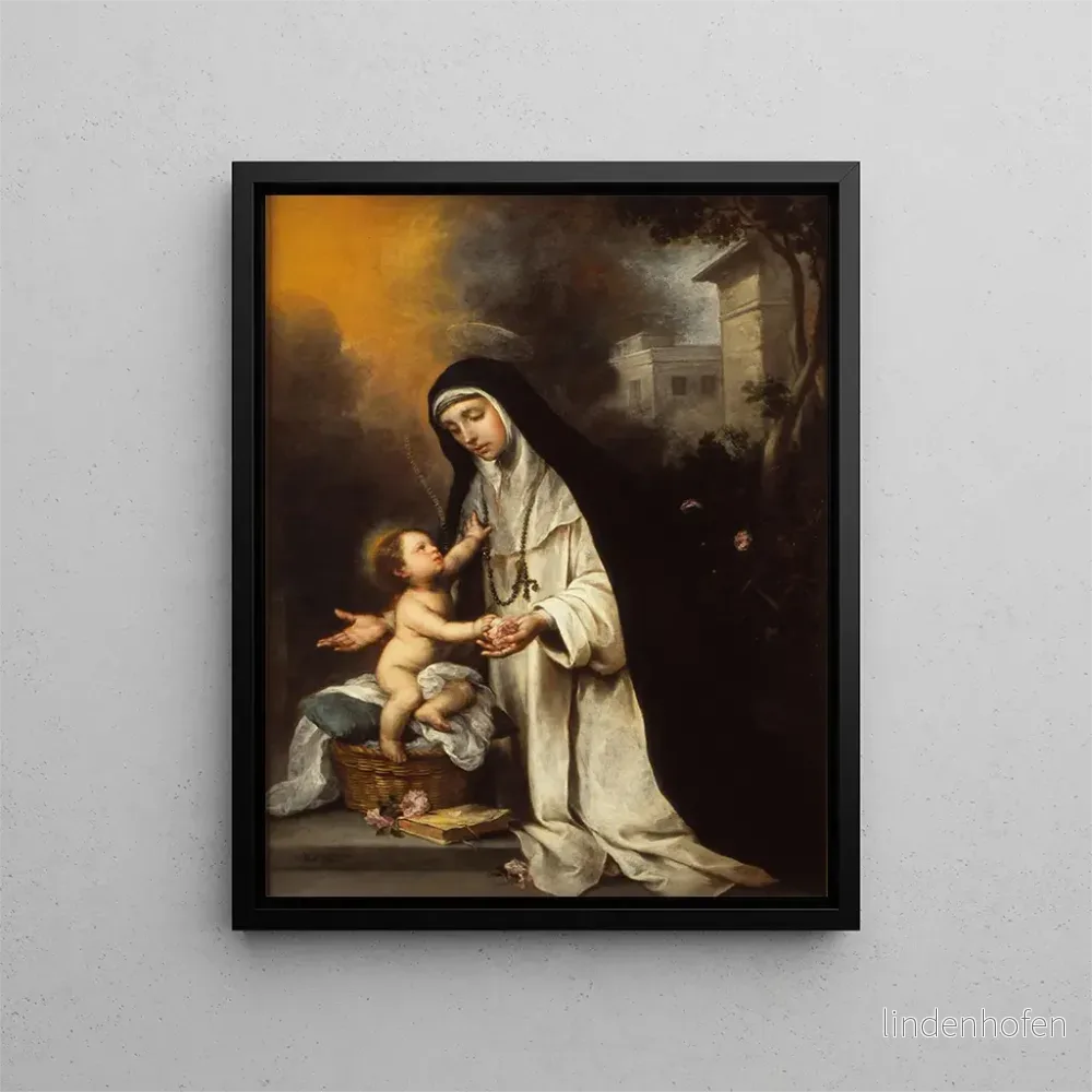 Målning av Sankt Rosa av Lima - Bartolomé Esteban Murillo | Konsttryck