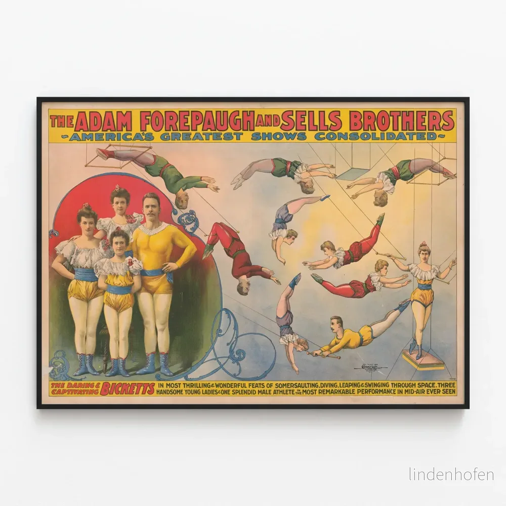 Vintage cirkusposter av Adam Forepaugh och Sells Brothers – Akrobater Bicketts