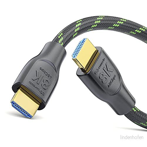 conecto HDMI 2.1 kabel, 8K UltraHD, kabel 60 Hz/4K 120 Hz, 48 GB/s dataöverföring, svart/grön, 0,50 m 4250684933934