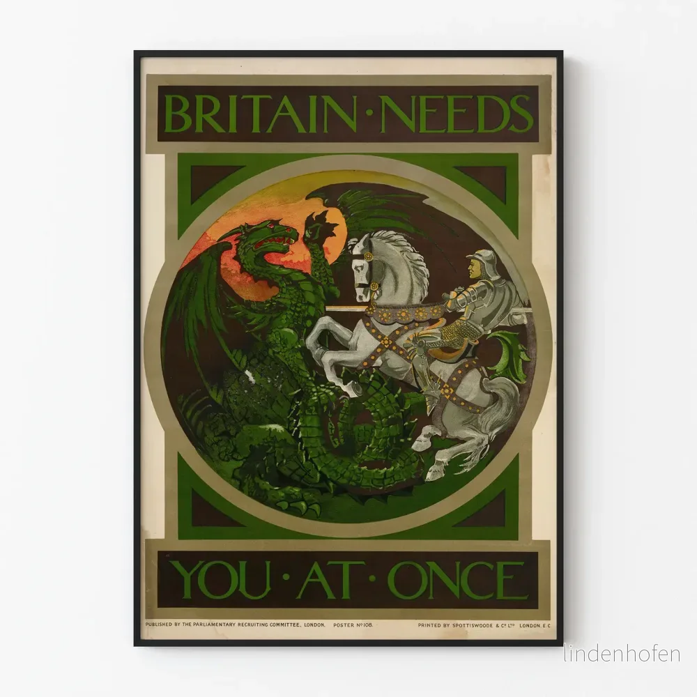 Vintageaffisch Britain Needs You at Once – Historisk väggdekoration