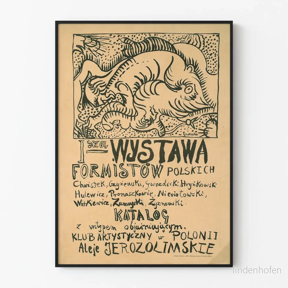 Gammal affisch för utställning med polska formister - vintage väggdekoration